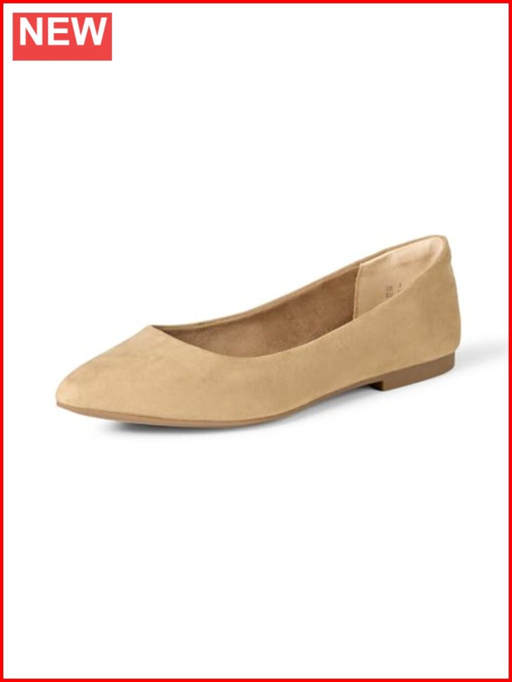 Women's Pointed-Toe Ballet Flats with Padded Insole Faux Suede